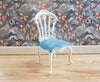 JBM Dollhouse Victorian Dressing Chair White Gold Blue 1:12 Scale Furniture
