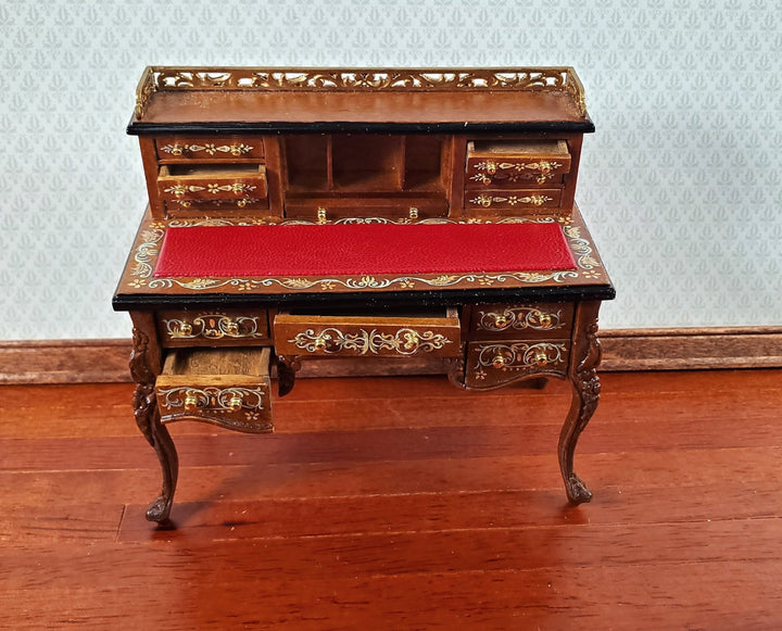 JBM Dollhouse Writing Desk Hand Painted Details 1:12 Scale Miniature Furniture - Miniature Crush