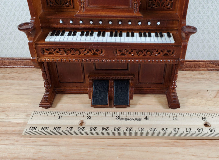 JBM Miniature Upright Pump Organ Walnut Finish 1:12 Scale Dollhouse Furniture - Miniature Crush