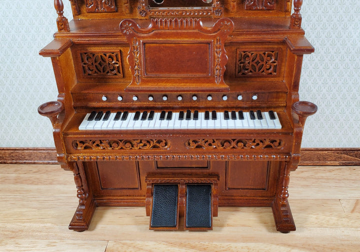 JBM Miniature Upright Pump Organ Walnut Finish 1:12 Scale Dollhouse Furniture - Miniature Crush