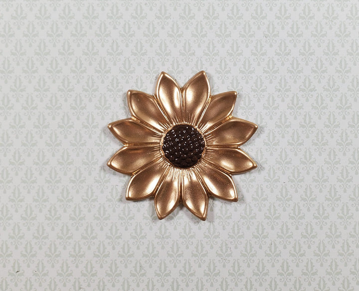 Large Flower Gold Metal Embellishment Wall Art 1 3/4" Hand Painted - MiniatureCrush