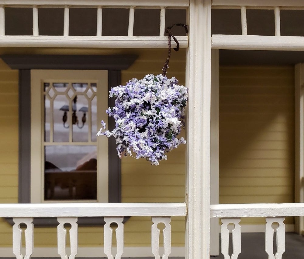 Large Miniature Hanging Plant Flowers Lavender and White Green Model Scenery - Miniature Crush