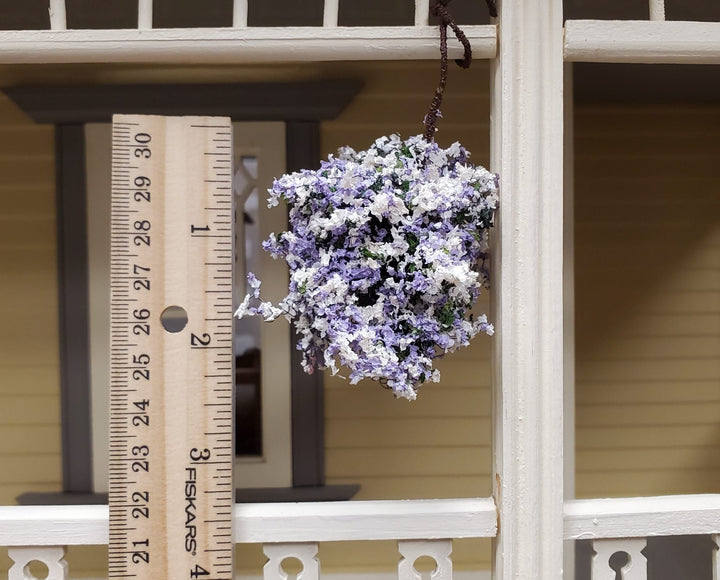 Large Miniature Hanging Plant Flowers Lavender and White Green Model Scenery - Miniature Crush