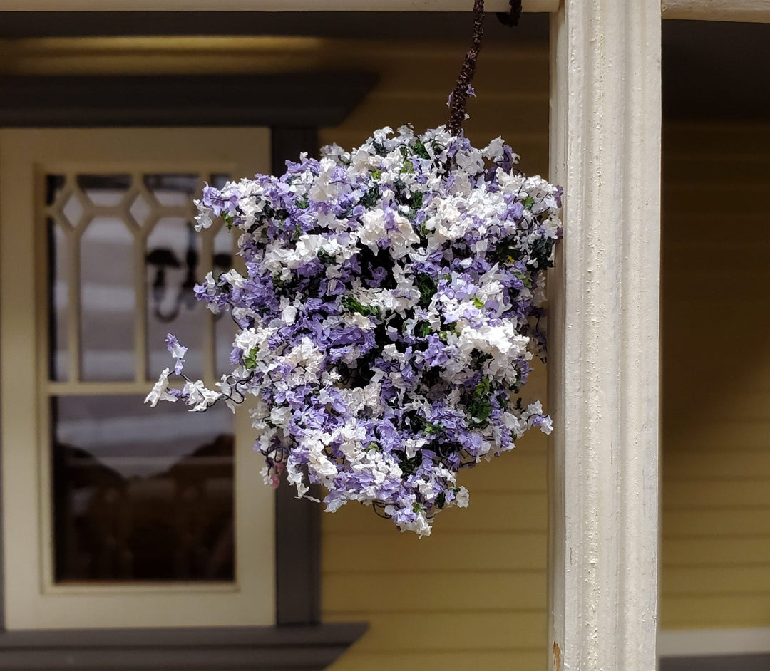 Large Miniature Hanging Plant Flowers Lavender and White Green Model Scenery - Miniature Crush