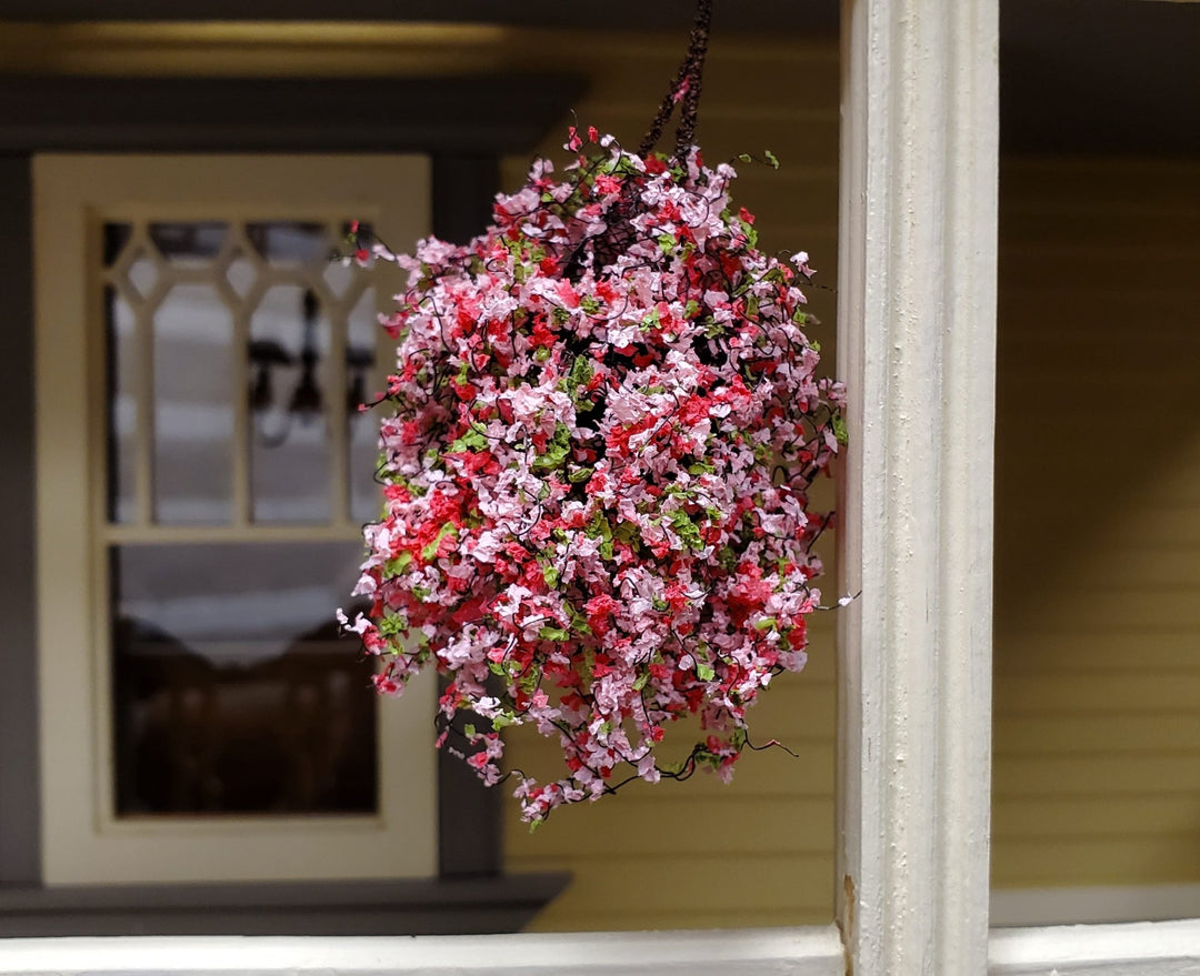 Large Miniature Hanging Plant Flowers Pink and Green Model Scenery Dollhouse - Miniature Crush