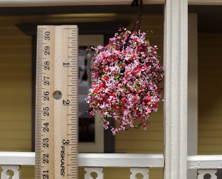 Large Miniature Hanging Plant Flowers Pink and Green Model Scenery Dollhouse - Miniature Crush