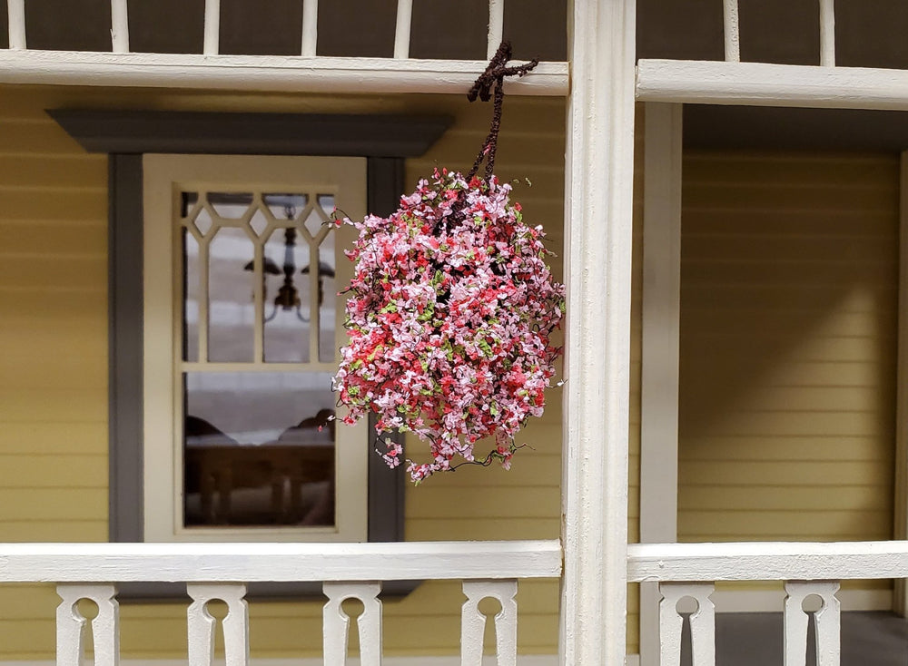 Large Miniature Hanging Plant Flowers Pink and Green Model Scenery Dollhouse - Miniature Crush