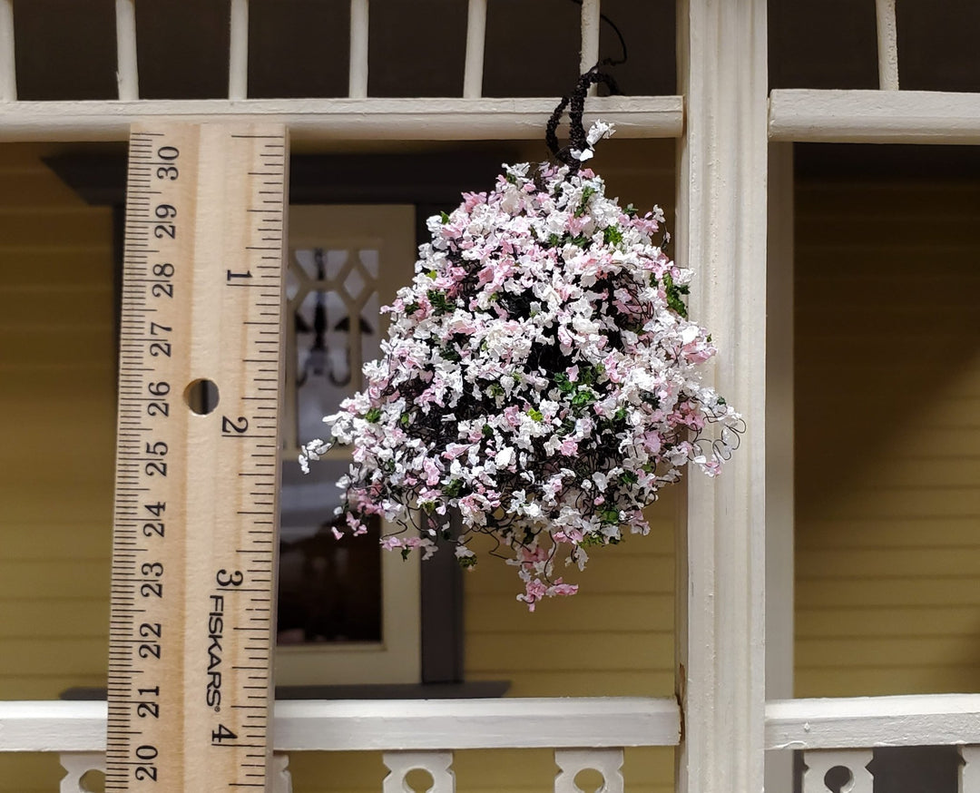 Large Miniature Hanging Plant Flowers Pink and White Green Model Scenery - Miniature Crush