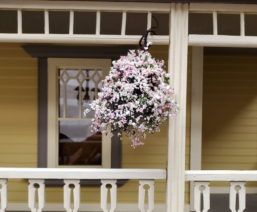 Large Miniature Hanging Plant Flowers Pink and White Green Model Scenery - Miniature Crush