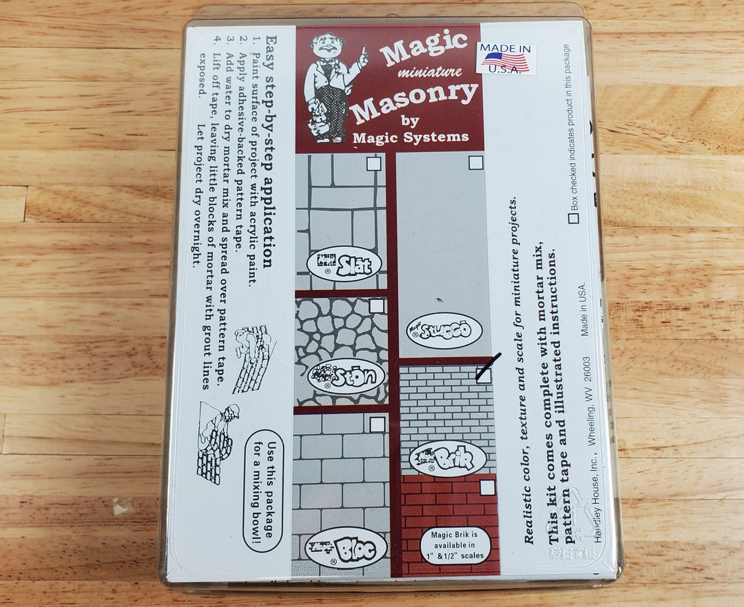 Magic Masonry White Brick KIT 1 Square Foot Stencil and Powder Set 1:12 Scale - Miniature Crush