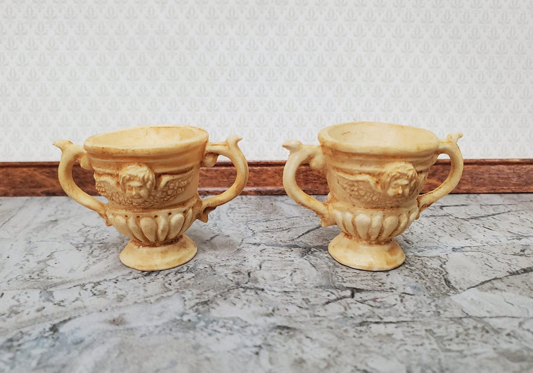 Miniature 2 Handled Urn Planter Cast Resin Set of 2 1:12 Scale Dollhouse A1049TN by Falcon - Miniature Crush