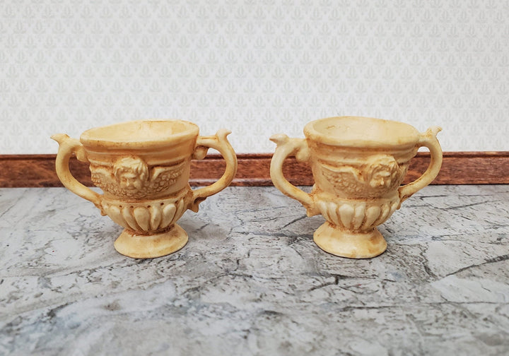 Miniature 2 Handled Urn Planter Cast Resin Set of 2 1:12 Scale Dollhouse A1049TN by Falcon - Miniature Crush