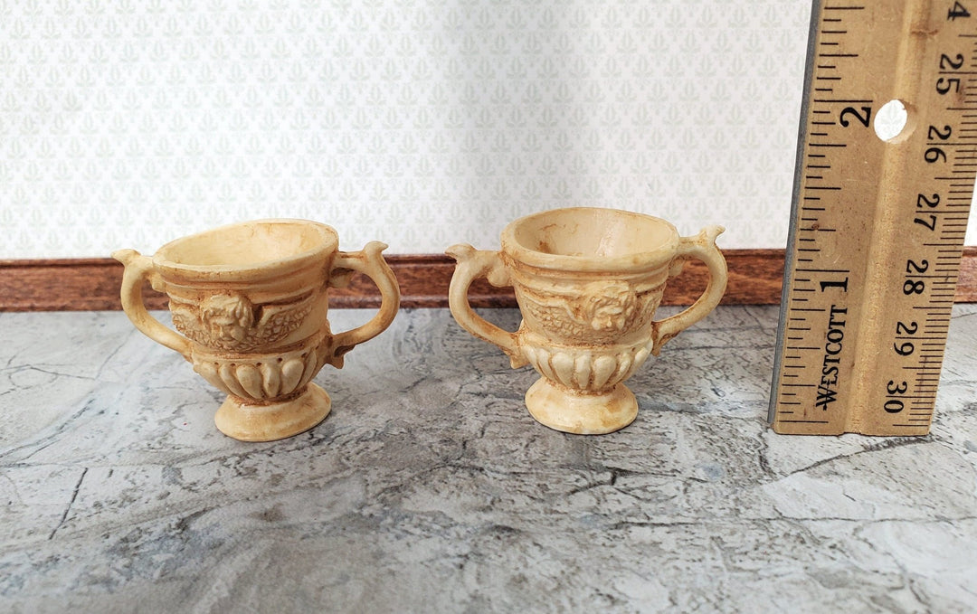 Miniature 2 Handled Urn Planter Cast Resin Set of 2 1:12 Scale Dollhouse A1049TN by Falcon - Miniature Crush