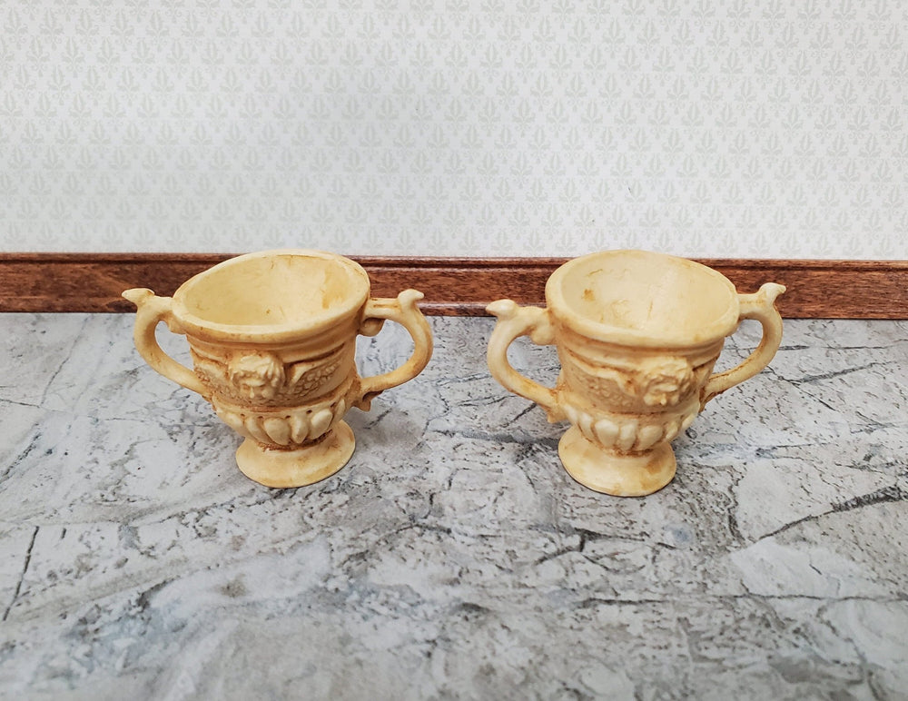 Miniature 2 Handled Urn Planter Cast Resin Set of 2 1:12 Scale Dollhouse A1049TN by Falcon - Miniature Crush