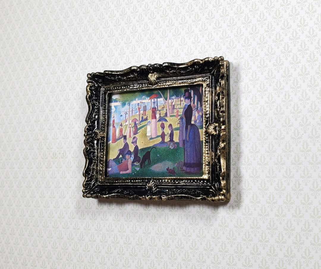 Miniature A Sunday Afternoon Print Framed Seurat 1:12 Scale Dollhouse - MiniatureCrush