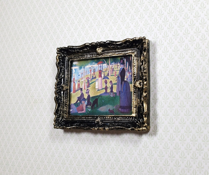 Miniature A Sunday Afternoon Print Framed Seurat 1:12 Scale Dollhouse - MiniatureCrush