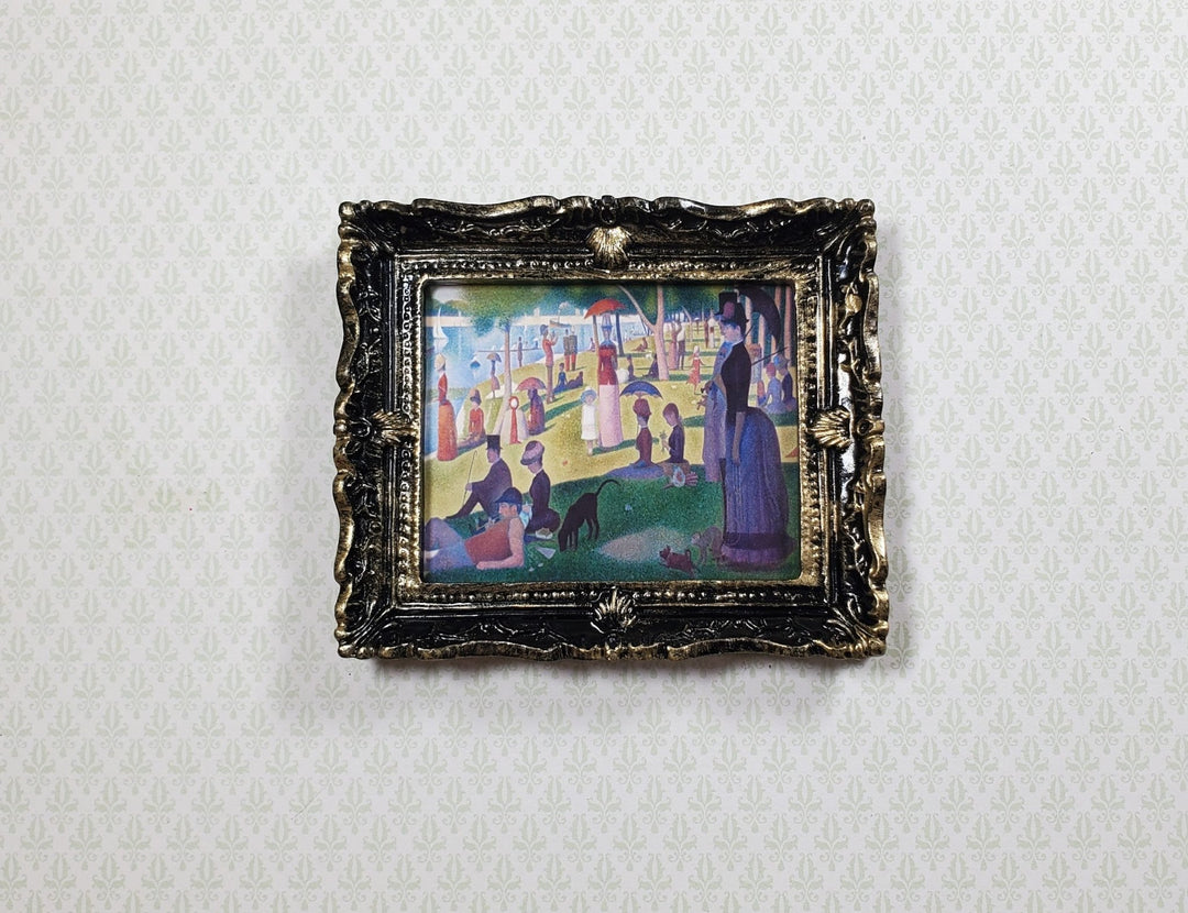 Miniature A Sunday Afternoon Print Framed Seurat 1:12 Scale Dollhouse - MiniatureCrush