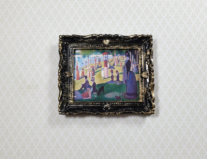 Miniature A Sunday Afternoon Print Framed Seurat 1:12 Scale Dollhouse - MiniatureCrush
