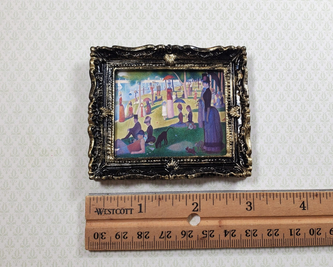 Miniature A Sunday Afternoon Print Framed Seurat 1:12 Scale Dollhouse - MiniatureCrush