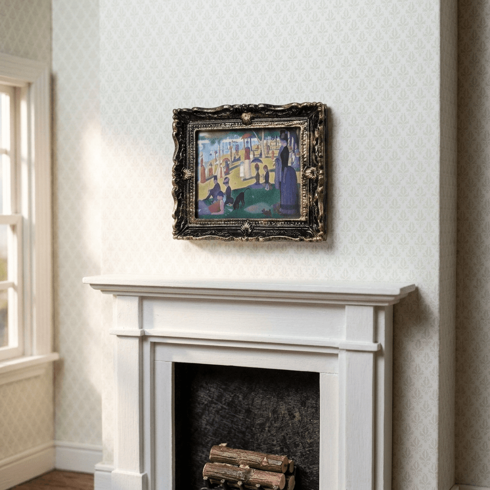 Miniature A Sunday Afternoon Print Framed Seurat 1:12 Scale Dollhouse - MiniatureCrush