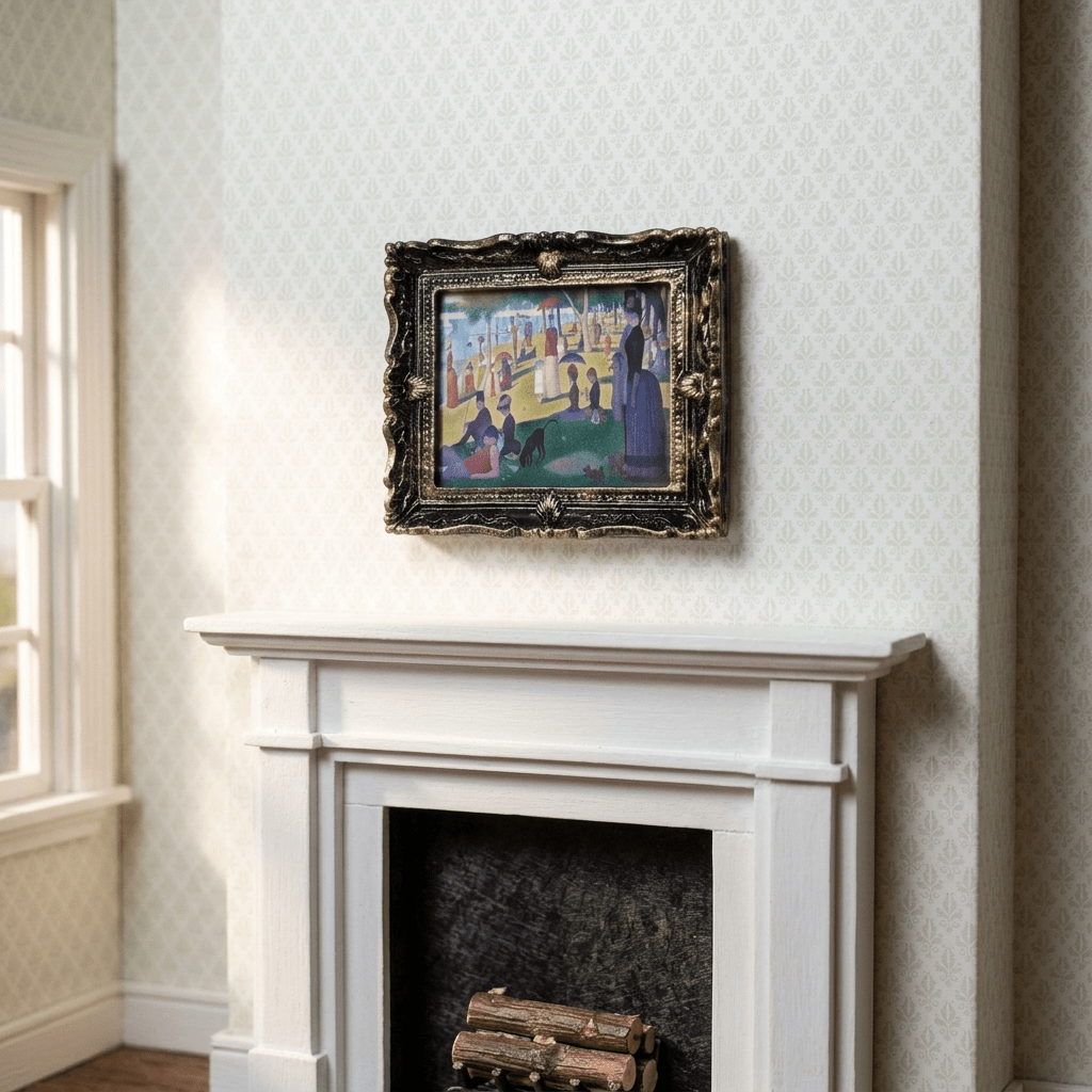 Miniature A Sunday Afternoon Print Framed Seurat 1:12 Scale Dollhouse - MiniatureCrush