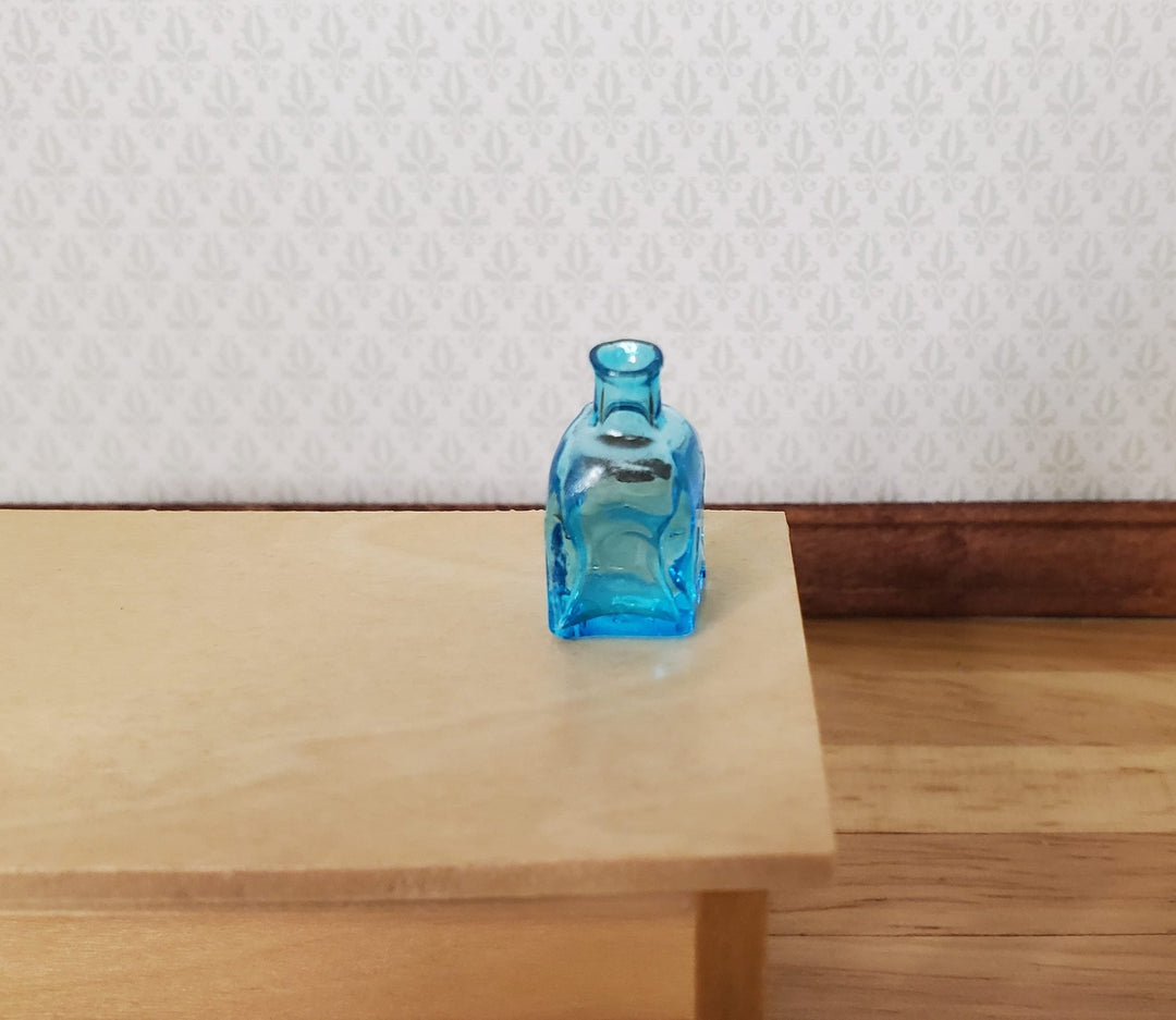 Miniature Aqua Glass Bottle Jar Vase Square Bottom 11/16" 1:12 Scale Dollhouse - MiniatureCrush