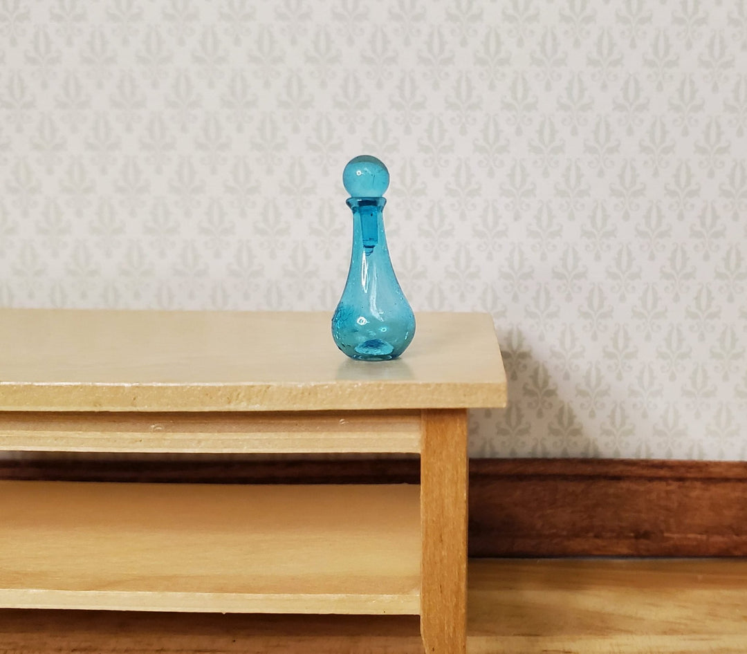 Miniature Aqua Round Bottom Glass Jar with Stopper 5/8" 1:12 Scale Dollhouse - MiniatureCrush