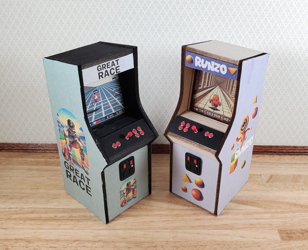 Miniature Arcade Machine DIY KIT Wood 5 1/4" Tall Includes Light, Control Panel - Miniature Crush