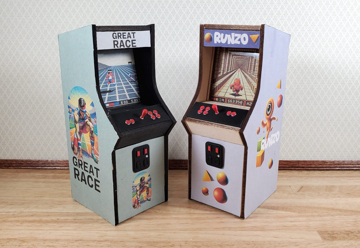 Miniature Arcade Machine DIY KIT Wood 5 1/4" Tall Includes Light, Control Panel - Miniature Crush