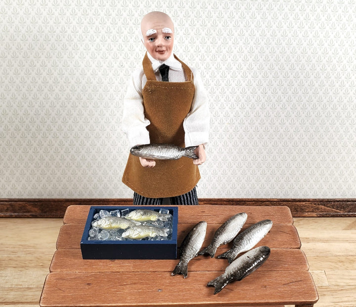 Miniature Bass Fish Set of 5 for Dollhouses Seafood Market Grocery Store 1 3/8" - MiniatureCrush