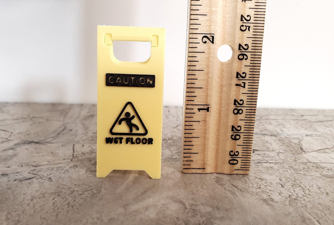 Miniature Caution Wet Floor Sign 2 1/4" 1:12 Scale Industrial Grocery Accessory - Miniature Crush