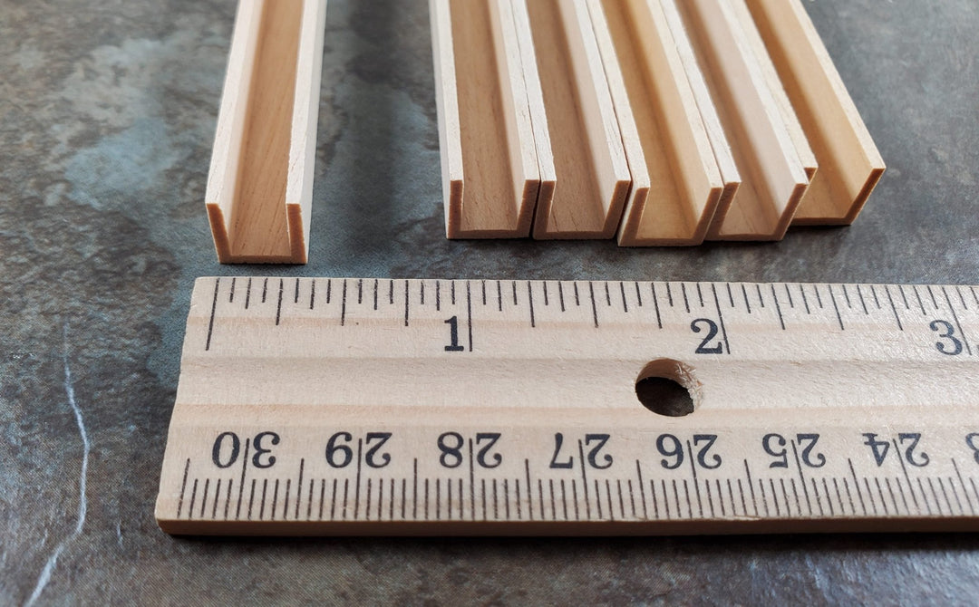 Miniature Channel Molding Wood Trim Short 6" Long 6pcs 3/8" x 3/8" HW7067 - MiniatureCrush