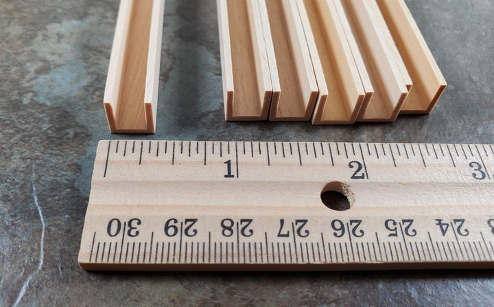 Miniature Channel Molding Wood Trim Short 6" Long 6pcs 3/8" x 3/8" HW7067 - MiniatureCrush