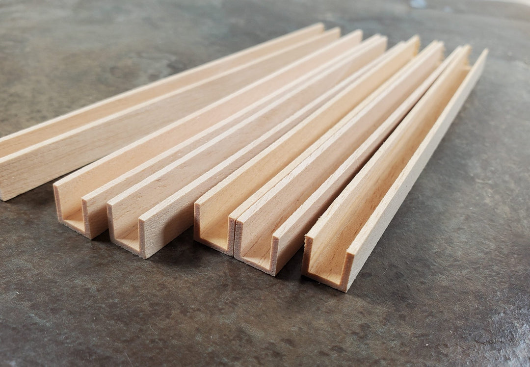Miniature Channel Molding Wood Trim Short 6" Long 6pcs 3/8" x 3/8" HW7067 - MiniatureCrush