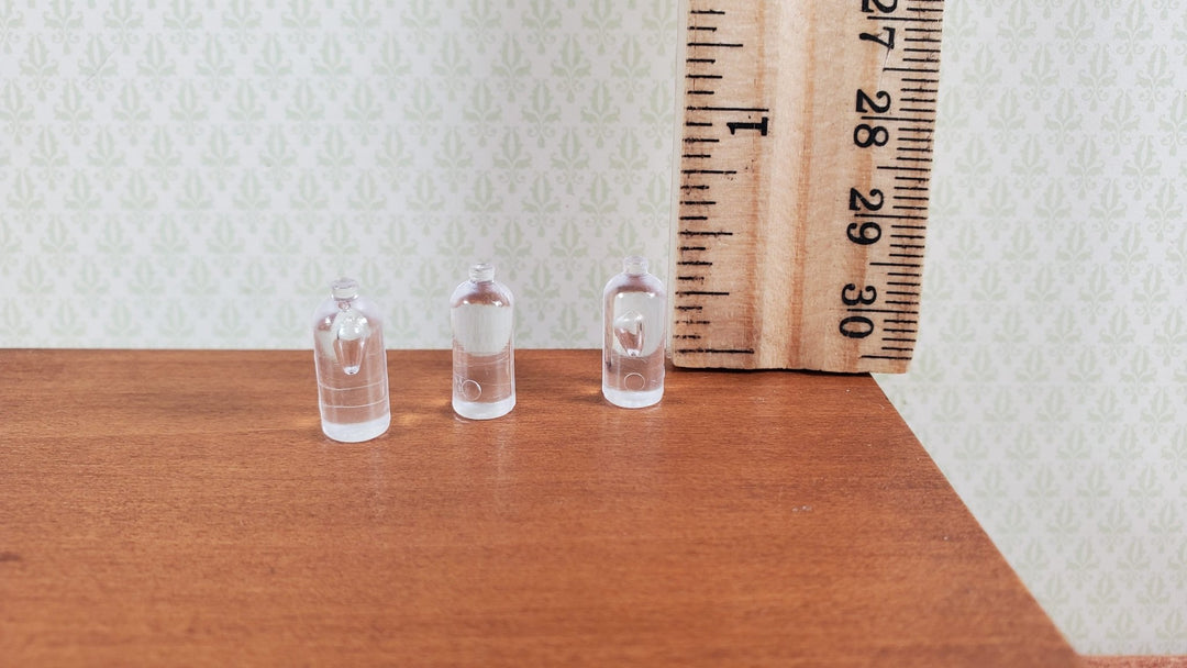 Miniature Clear Bottles Tonic Vinegar 3 Pieces Blanks 1:12 Scale Dollhouse - MiniatureCrush