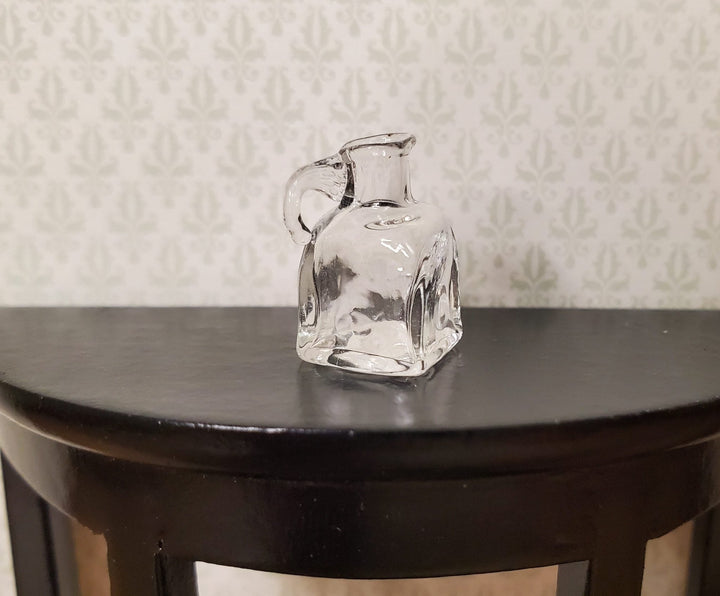 Miniature Clear Glass Bottle Jar with Handle Square Bottom 11/16" 1:12 Scale - MiniatureCrush