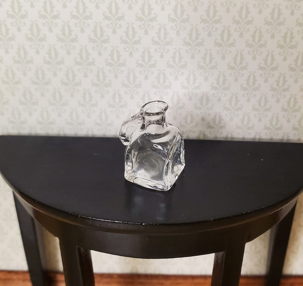 Miniature Clear Glass Bottle Jar with Handle Square Bottom 11/16" 1:12 Scale - MiniatureCrush