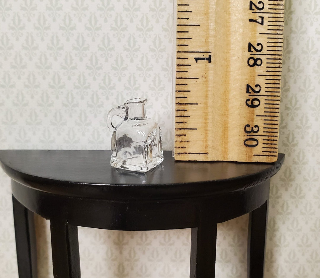 Miniature Clear Glass Bottle Jar with Handle Square Bottom 11/16" 1:12 Scale - MiniatureCrush