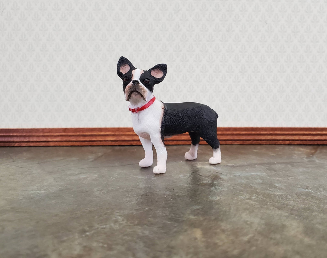 Miniature Dog Boston Terrier Black & White 1:12 Scale Pet - MiniatureCrush
