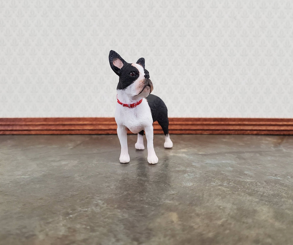 Miniature Dog Boston Terrier Black & White 1:12 Scale Pet - MiniatureCrush