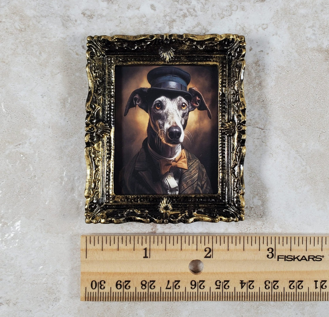Miniature Dog Greyhound 1920s Era Framed Print Male 1:12 Scale Picture Dollhouse - Miniature Crush