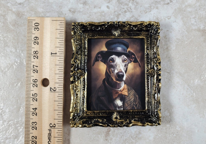 Miniature Dog Greyhound 1920s Era Framed Print Male 1:12 Scale Picture Dollhouse - Miniature Crush