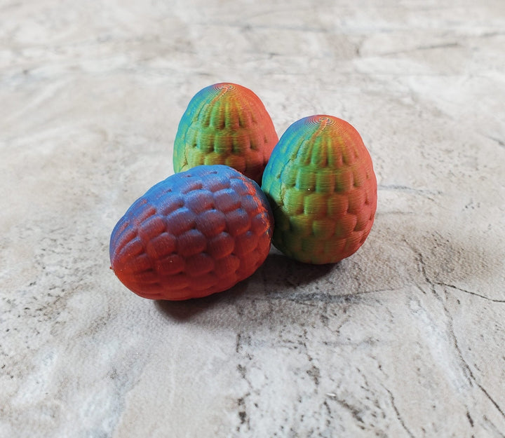 Miniature Dragon Eggs Set of 3 Multi Colored 7/8" Tall Scale Model Dioramas - Miniature Crush