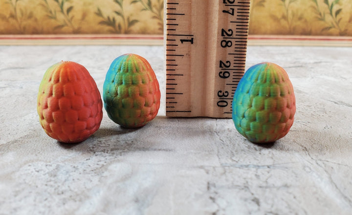 Miniature Dragon Eggs Set of 3 Multi Colored 7/8" Tall Scale Model Dioramas - Miniature Crush