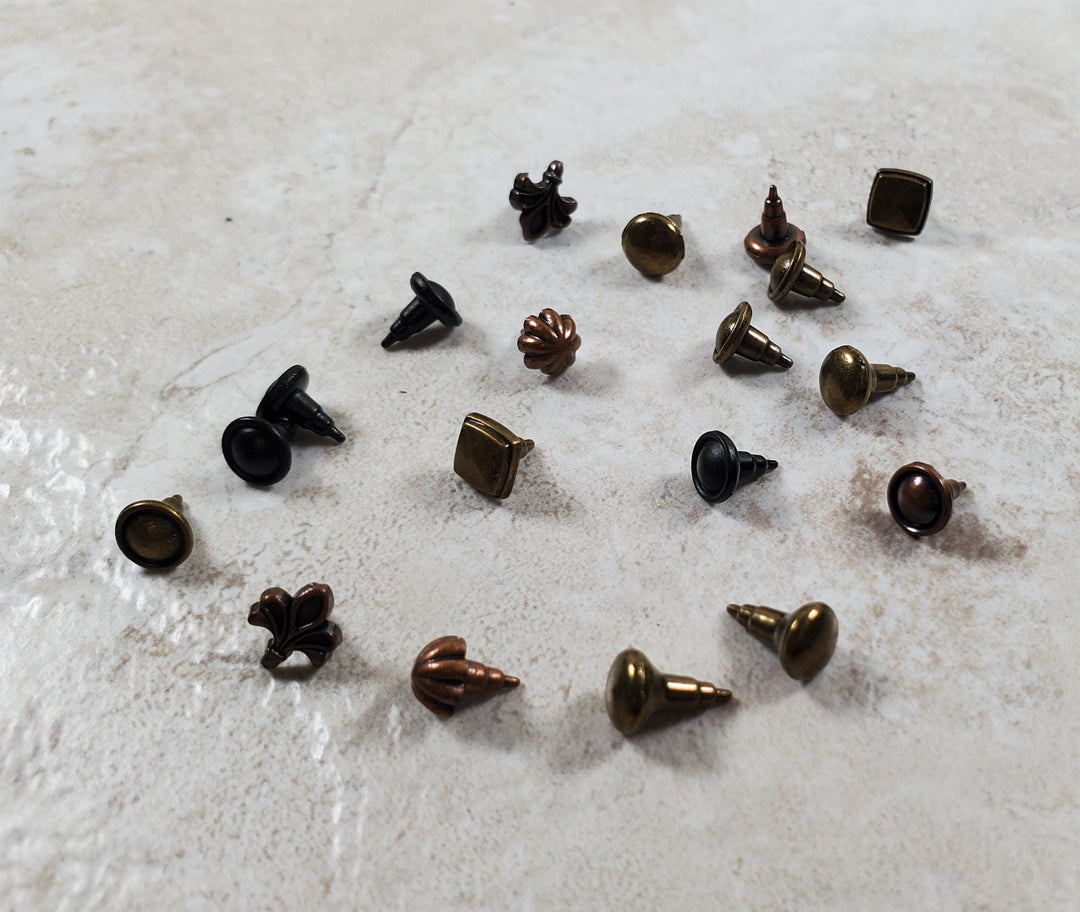 Miniature Drawer Pulls Grab Bag 19 pc 1:12 Scale Round Decorative - MiniatureCrush