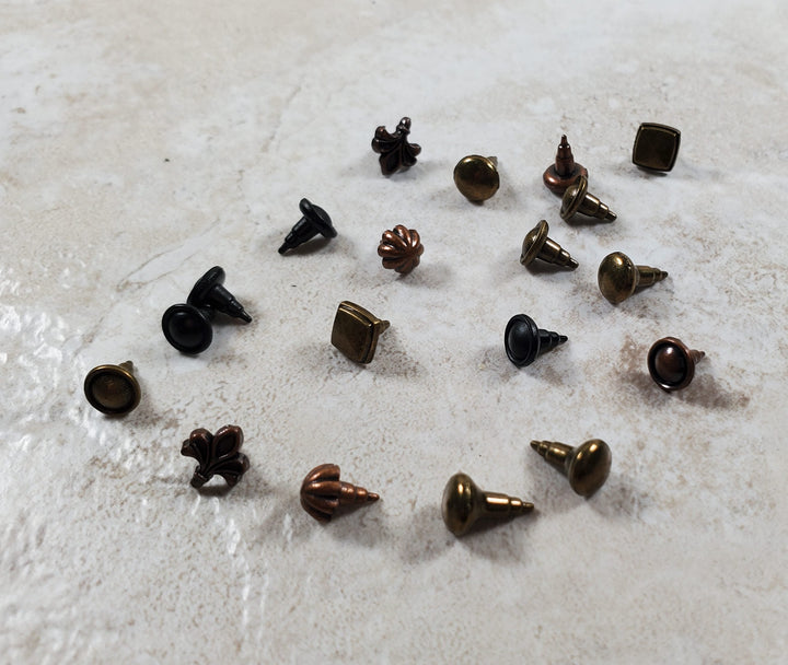 Miniature Drawer Pulls Grab Bag 19 pc 1:12 Scale Round Decorative - MiniatureCrush