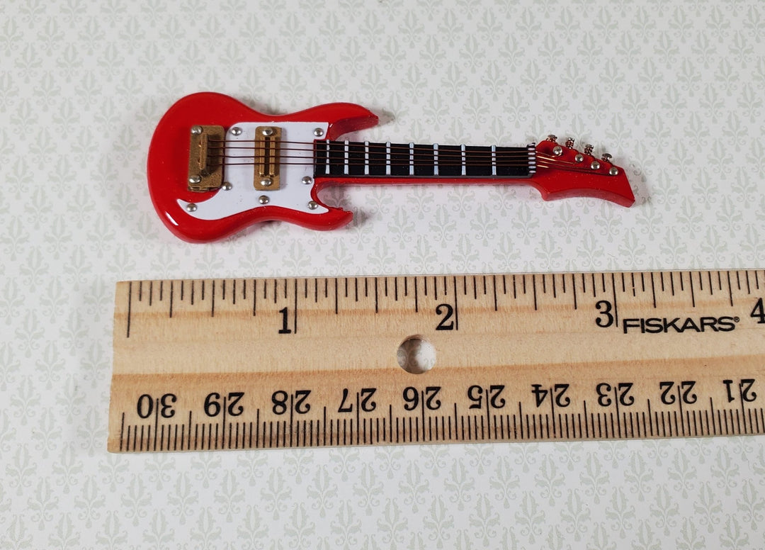 Miniature Electric Guitar Instrument Prop Model Red and White w/Case 1:12 Scale - Miniature Crush