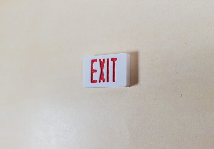 Miniature EXIT Sign White with Red 1:12 Scale Dioramas Action Figures Room Boxes - Miniature Crush