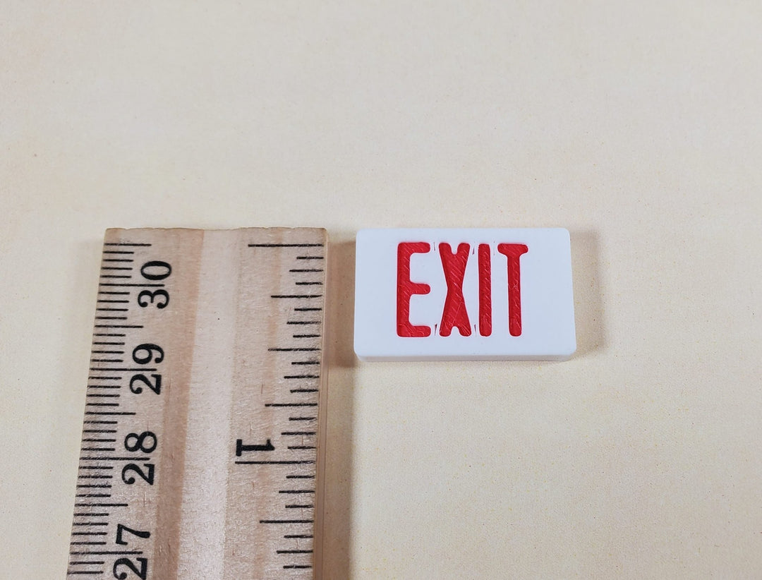 Miniature EXIT Sign White with Red 1:12 Scale Dioramas Action Figures Room Boxes - Miniature Crush