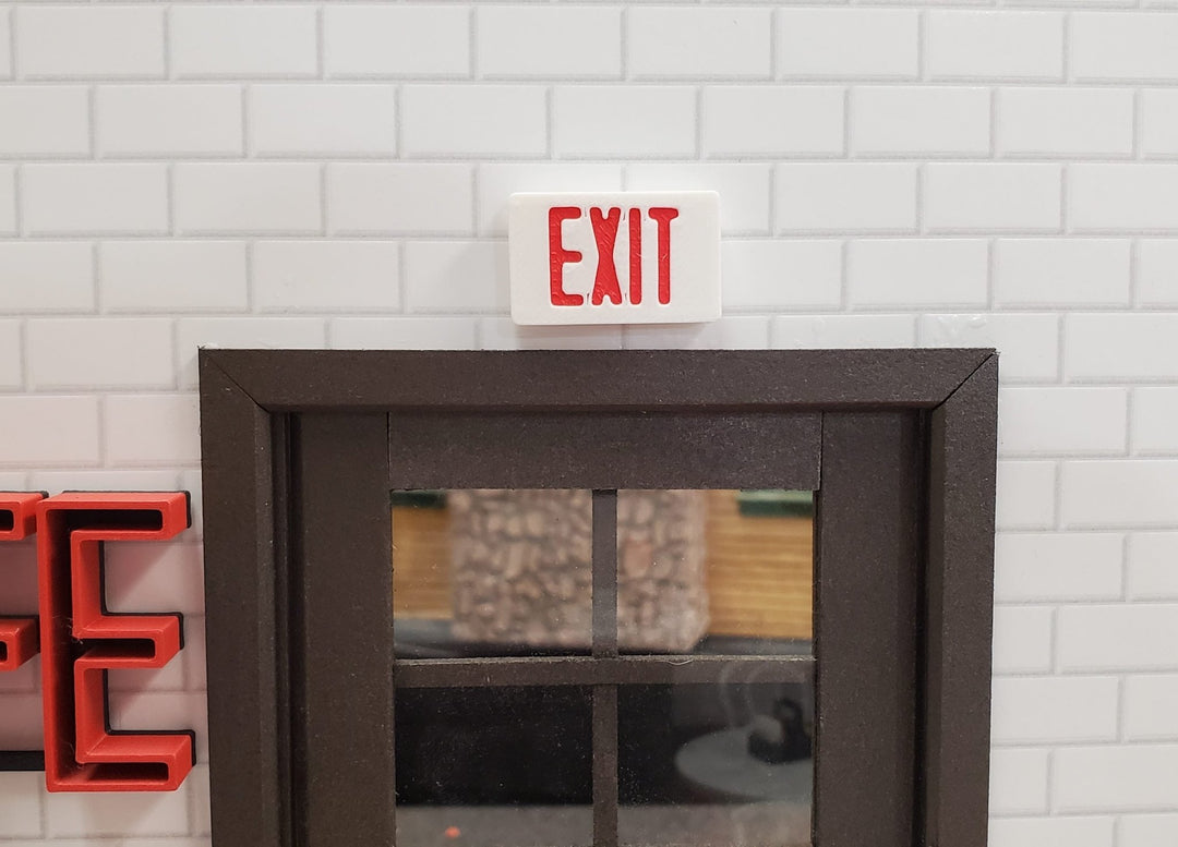 Miniature EXIT Sign White with Red 1:12 Scale Dioramas Action Figures Room Boxes - Miniature Crush